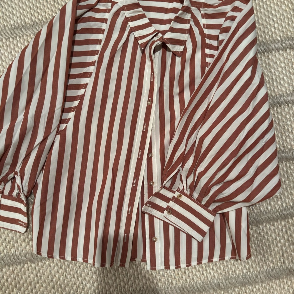 Pilcro Bailey Red and White Striped Shirt - Picture 6 of 9